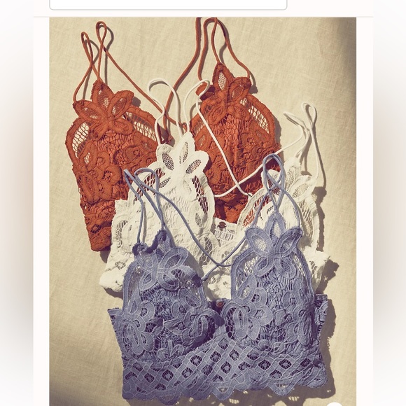 FREE PEOPLE FP One Adella Lace Bralette in light gray. Size large new with tags - Picture 15 of 15